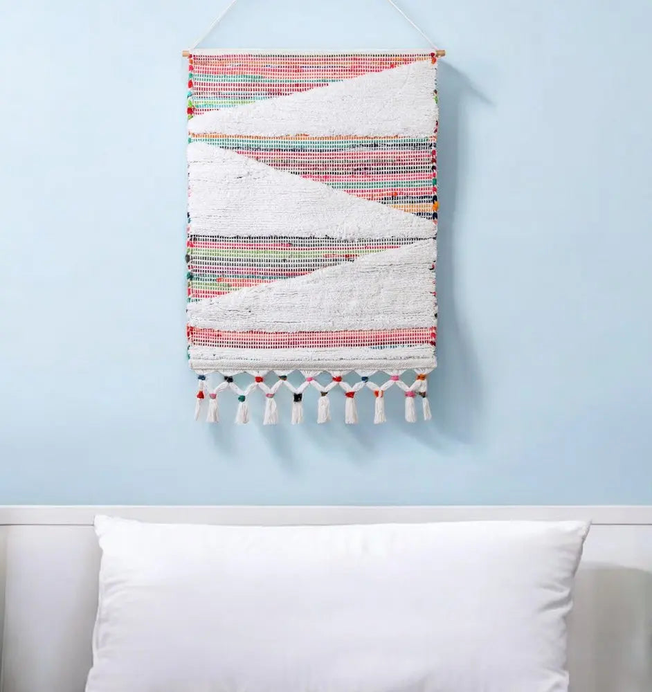 51" X 26" Green Red And White Abstract Wool Hanging Tapestry HomeRoots