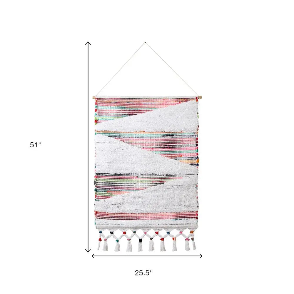 51" X 26" Green Red And White Abstract Wool Hanging Tapestry HomeRoots