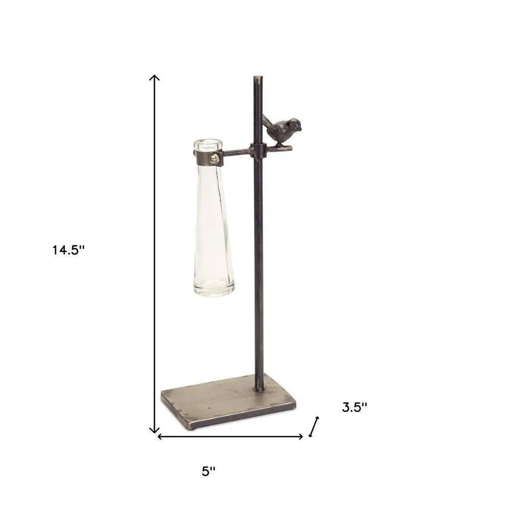 Set of Two Clear and Black Metal and Glass Apothecary Jar HomeRoots