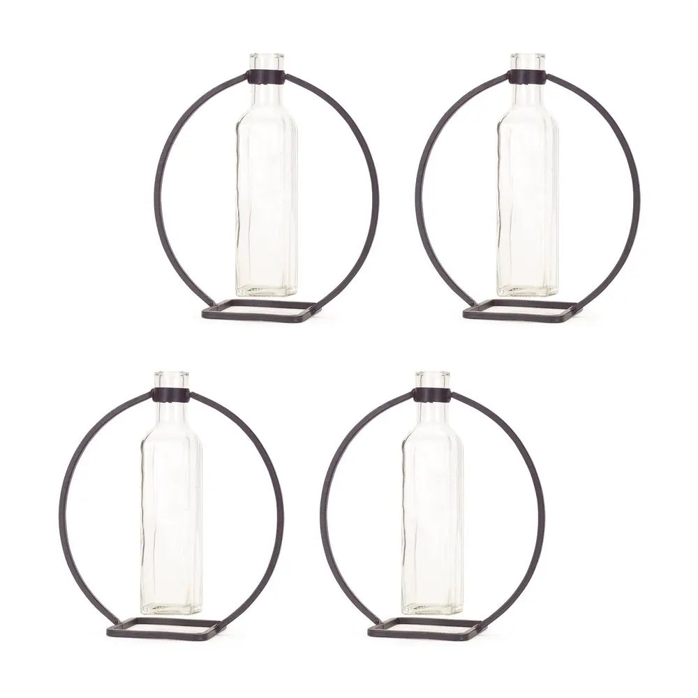 Set of Four Gray Round Metal Wall Vase HomeRoots