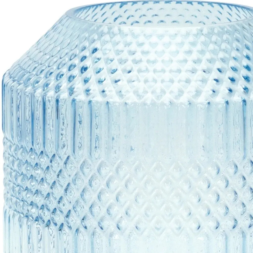 8" Pale Blue Geometric Cylinder Glass Table Vase HomeRoots