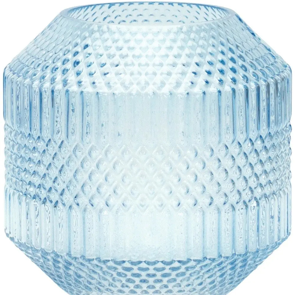8" Pale Blue Geometric Cylinder Glass Table Vase HomeRoots