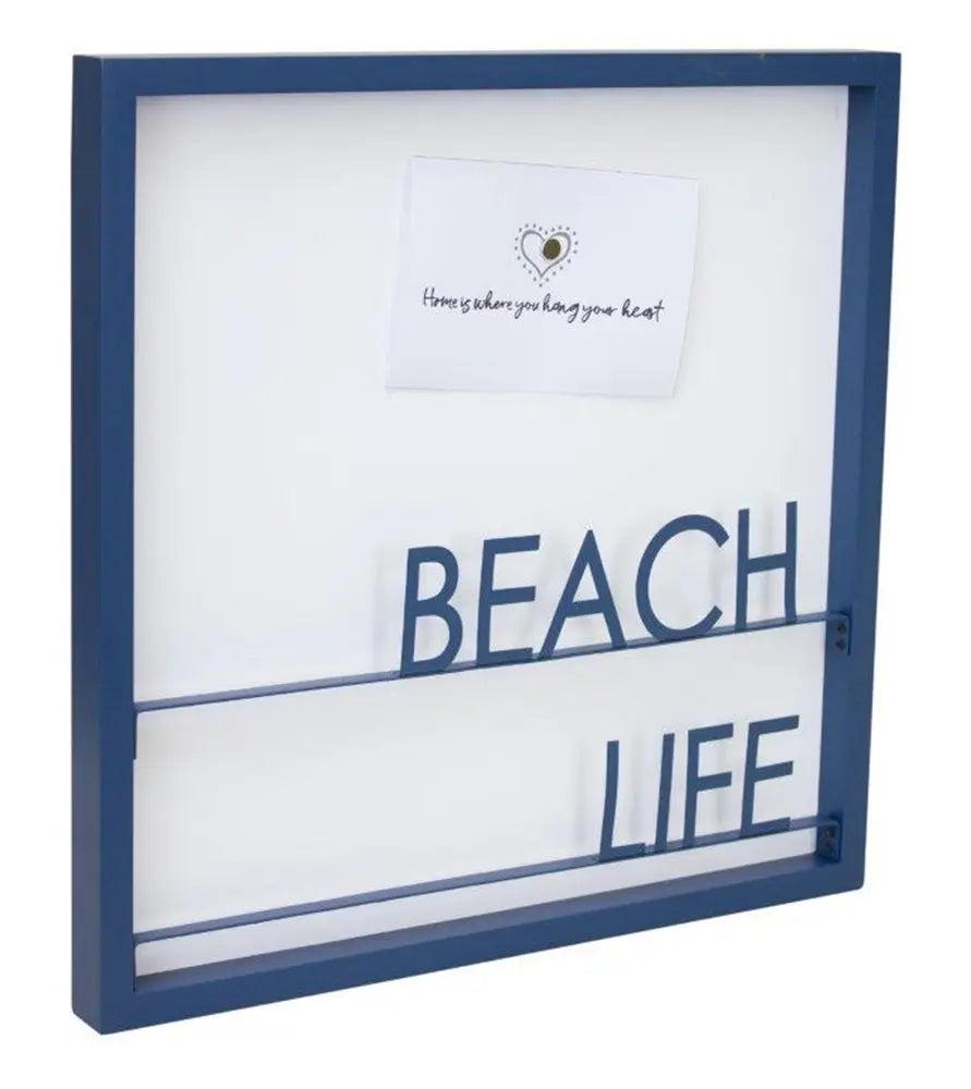 16" X 16" Blue Beach Life Wood and Metal Square Framed Art HomeRoots