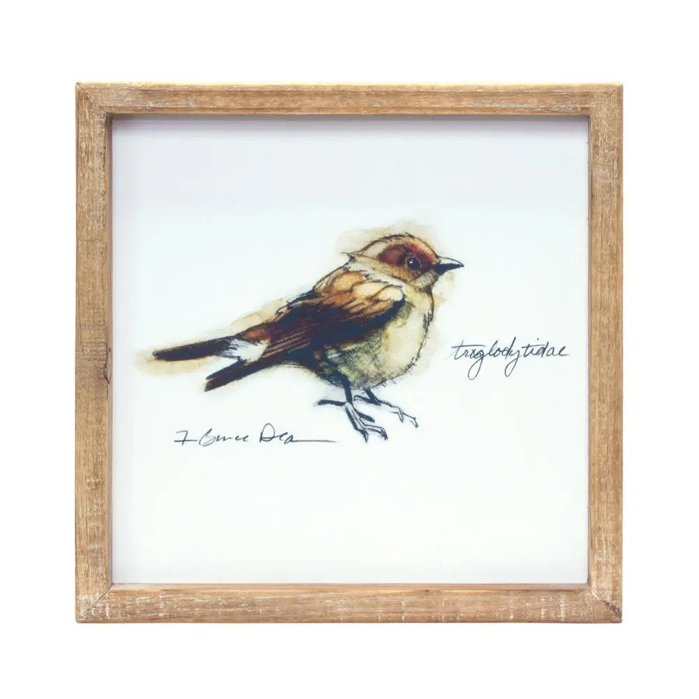 Set of Four Brown Bird Solid Wood Square Framed Art HomeRoots