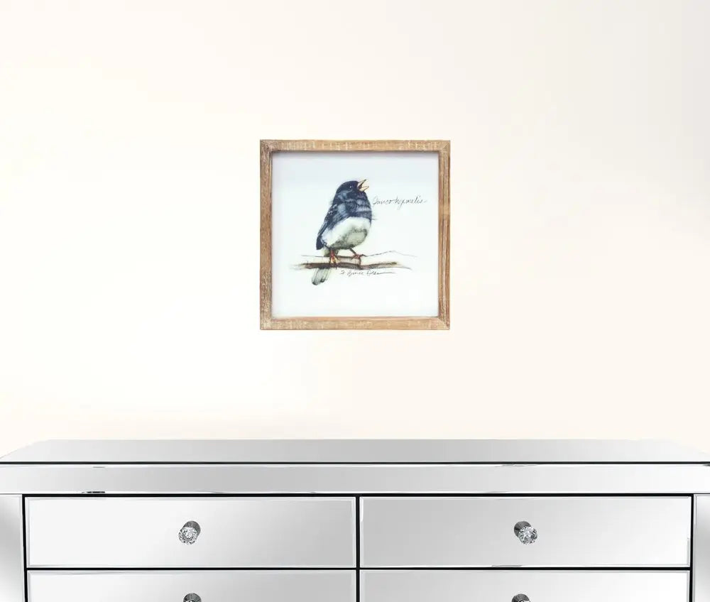 Set of Four Brown Bird Solid Wood Square Framed Art HomeRoots