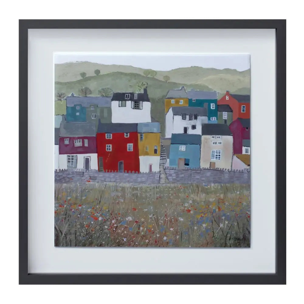 Set of Two Gray Green And Yellow Wood Square Framed Art HomeRoots