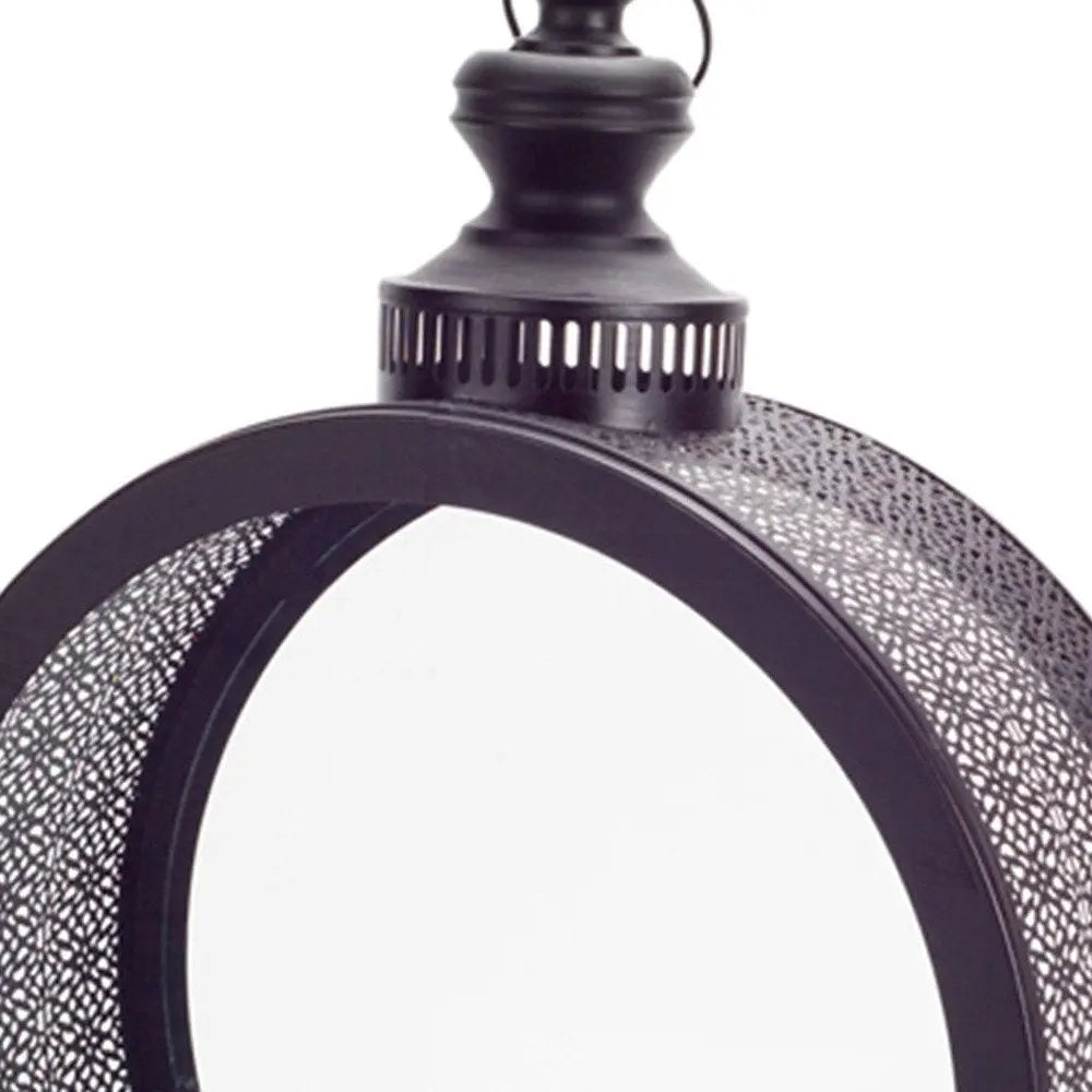 22" Black Distressed Ornate Metal Floor Lantern Candle Holder HomeRoots