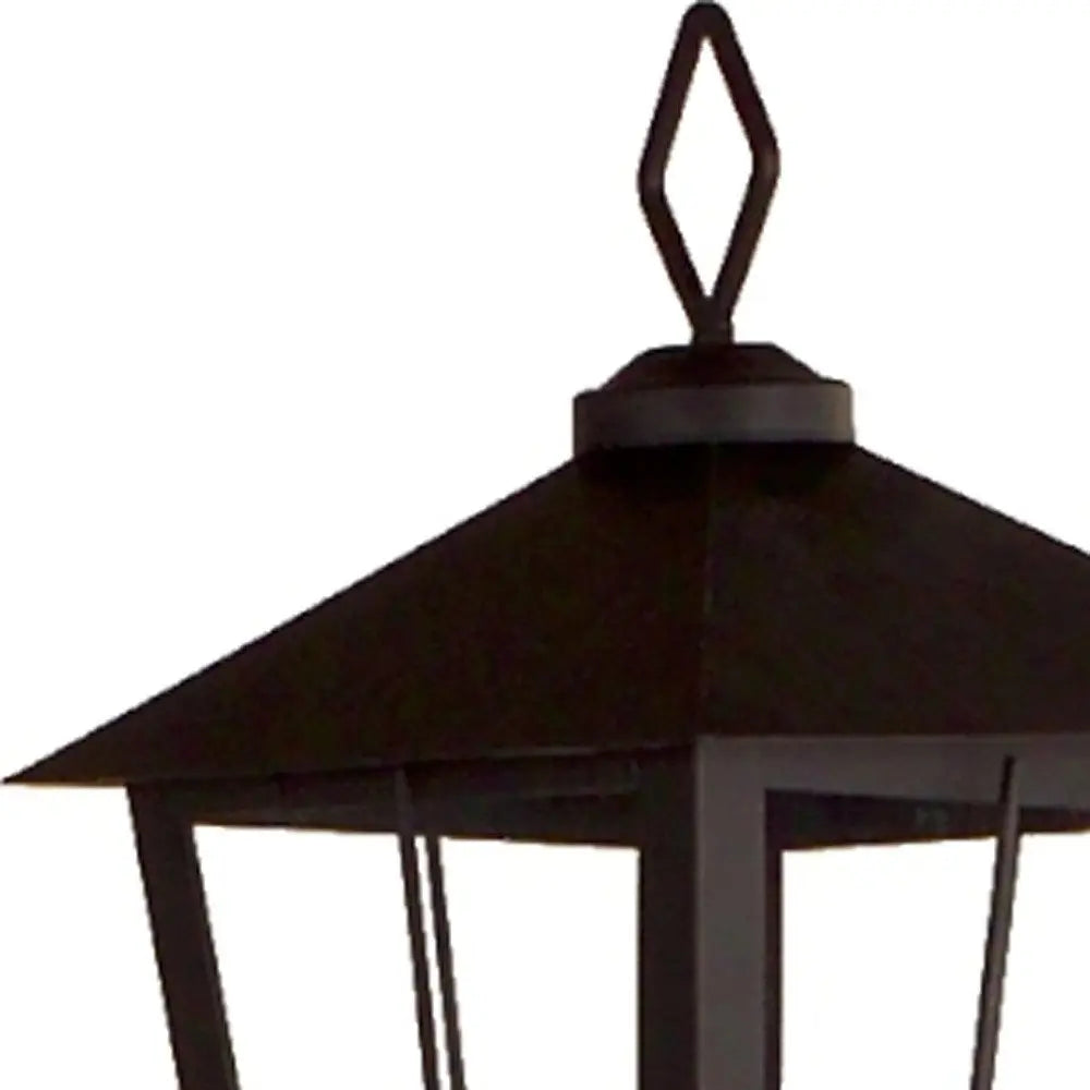 43" Black Geometric Glass And Metal Floor Lantern Candle Holder HomeRoots