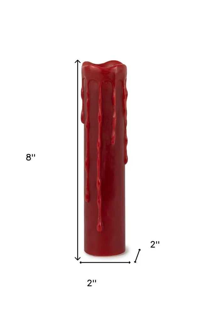 Set of Two Red Flameless Pillar Candle HomeRoots