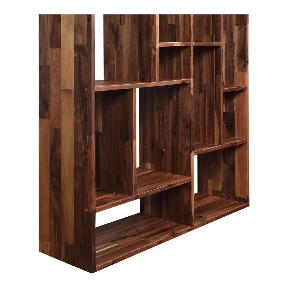 Brown And Natural Wood Ten Tier Bookcase HomeRoots