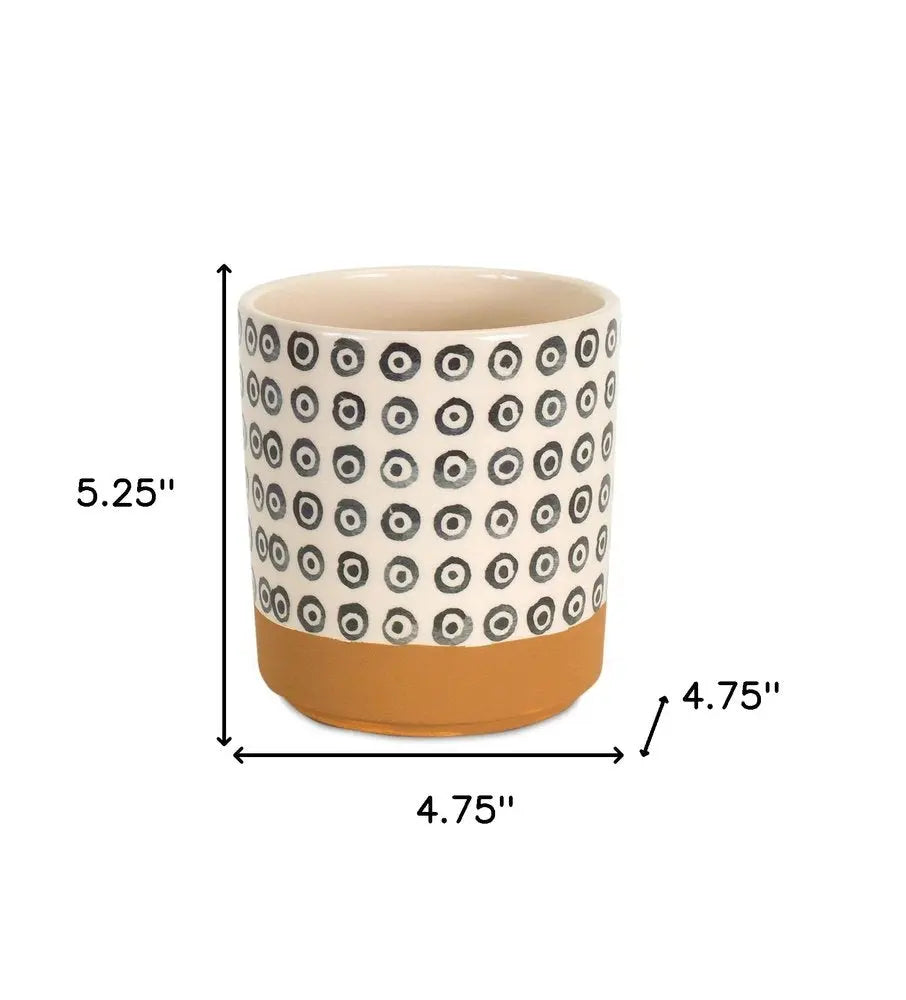 Set of Four Cream Dolomite 3 Ounce Round Pot Planters HomeRoots