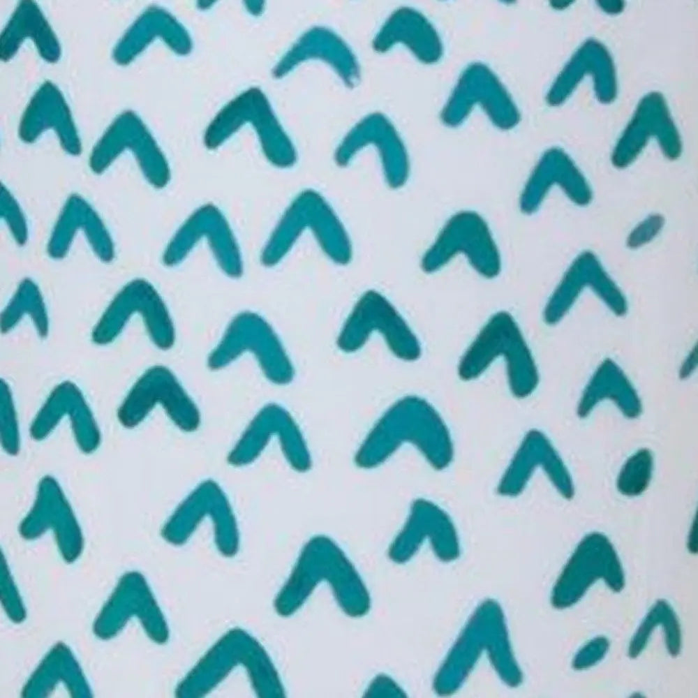 Set of Two Aqua Teal And White Ceramic 2 Ounce Chevron Round Distressed Pot Planters HomeRoots