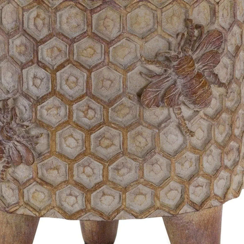 Set of Two Brown Polyresin 3 Ounce Bumble Bee Pot Planters HomeRoots