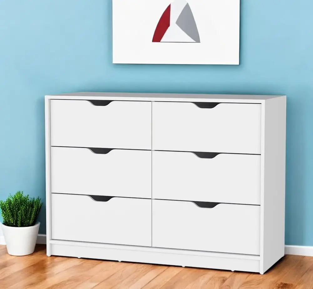42" White Six Drawer Dresser HomeRoots