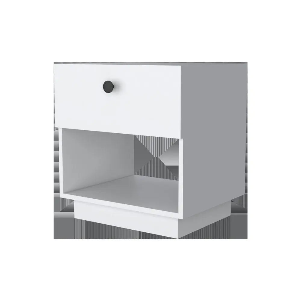 20" White Wood One Drawer Nightstand with Integrated Tech HomeRoots