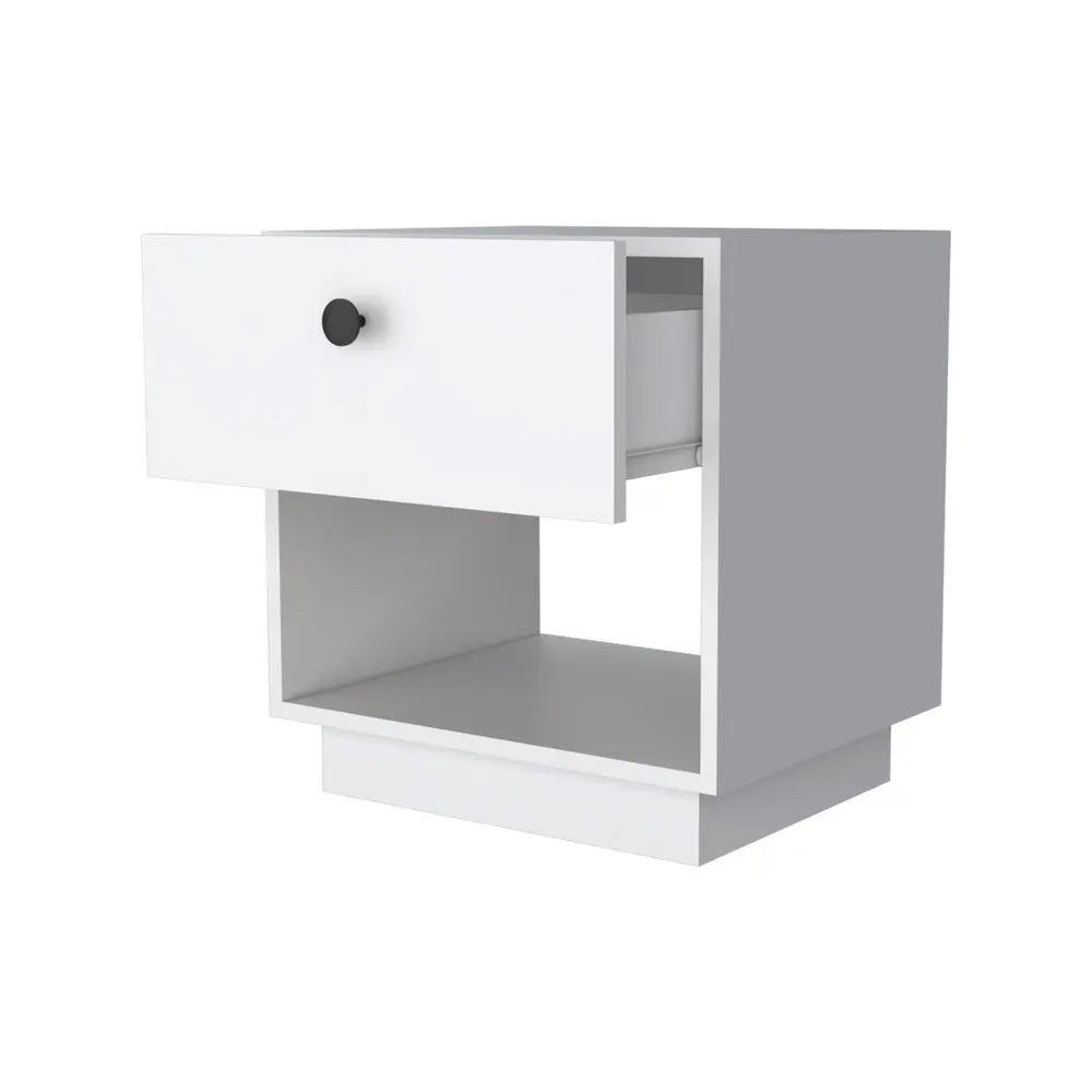20" White Wood One Drawer Nightstand with Integrated Tech HomeRoots