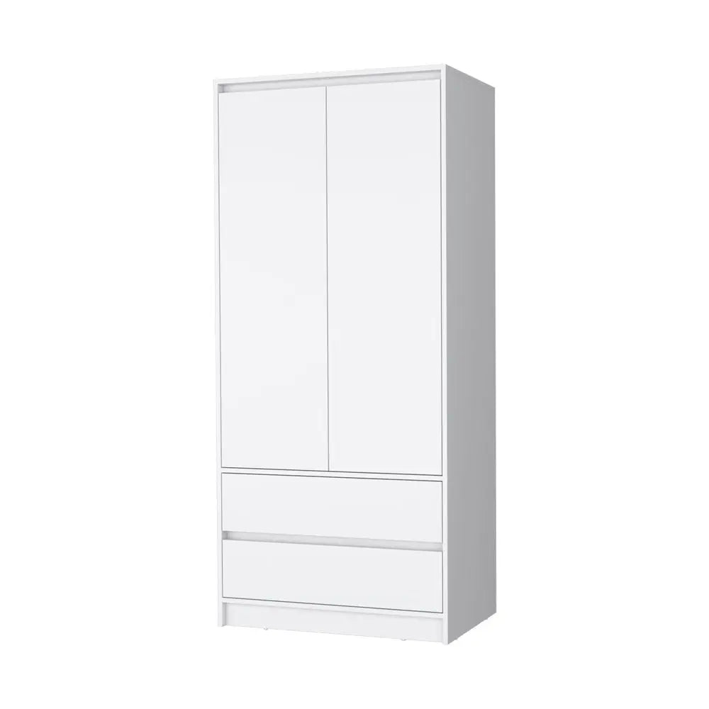 32" White Accent Cabinet Soft Close With Multiple Shelves And Two Drawers HomeRoots