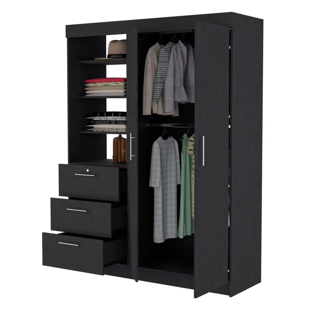59" Black Accent Cabinet Soft Close With Three Shelves And One Drawer HomeRoots