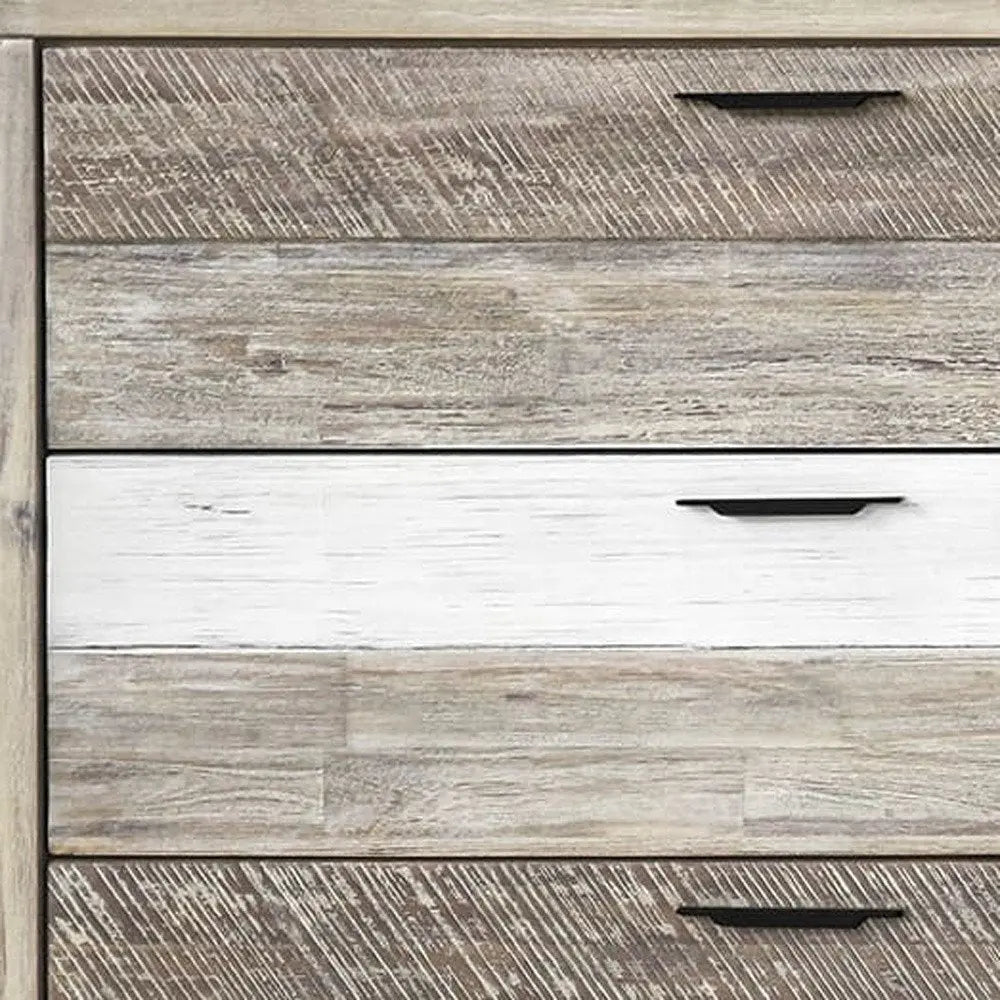 63" Natural and Ivory Solid Wood Six Drawer Double Dresser HomeRoots