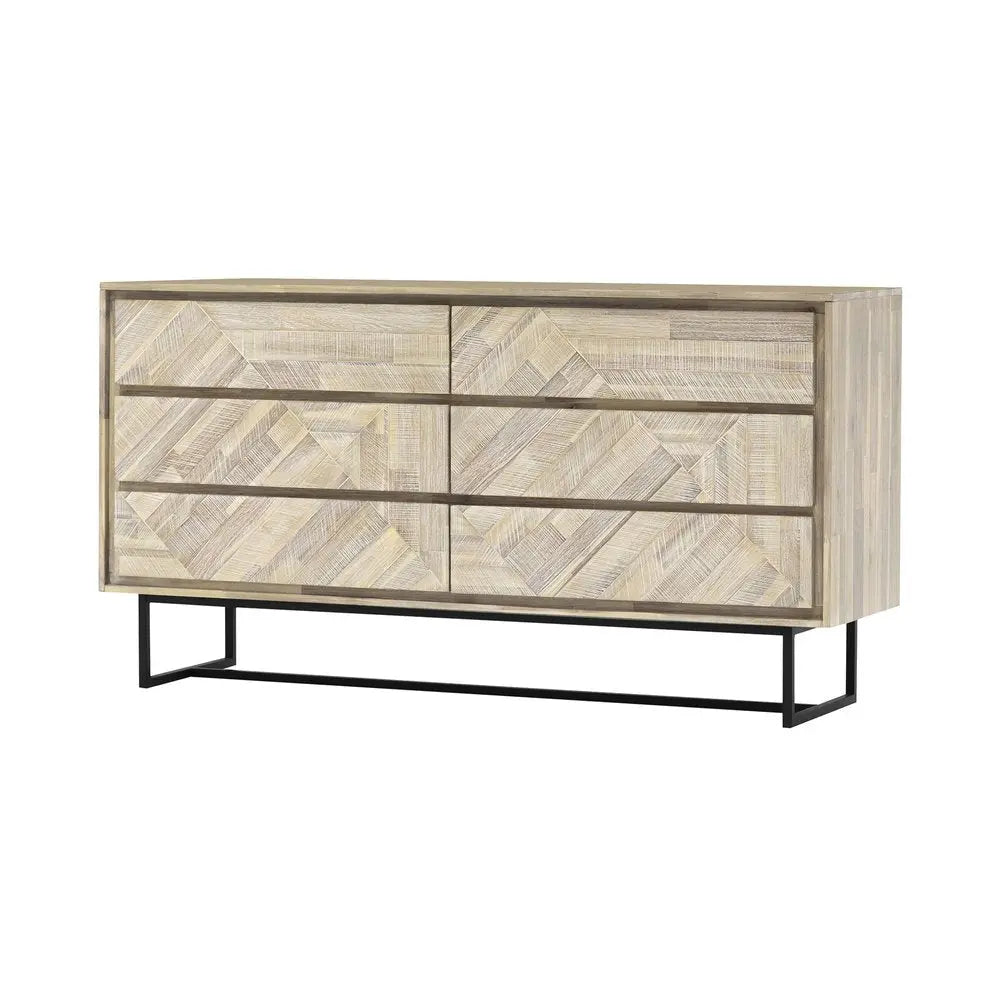 61" Natural Solid Wood Six Drawer Double Dresser HomeRoots