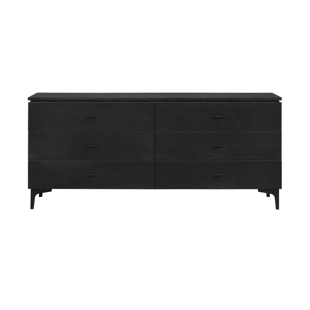 63" Black Six Drawer Double Dresser HomeRoots
