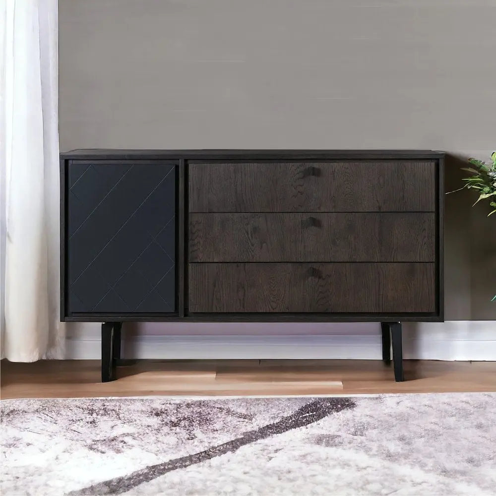 63" Gray Solid Wood Three Drawer Dresser HomeRoots