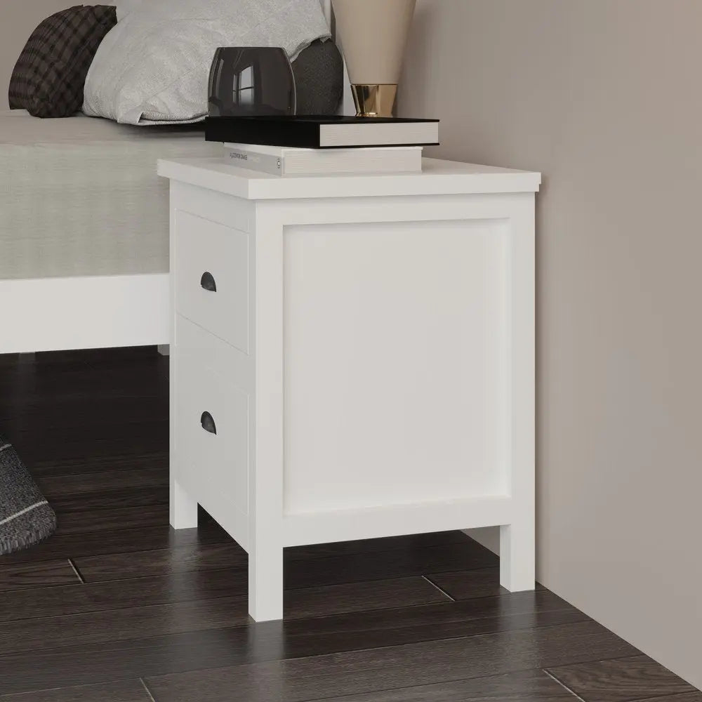 22" Solid Wood Two Drawer Nightstand HomeRoots