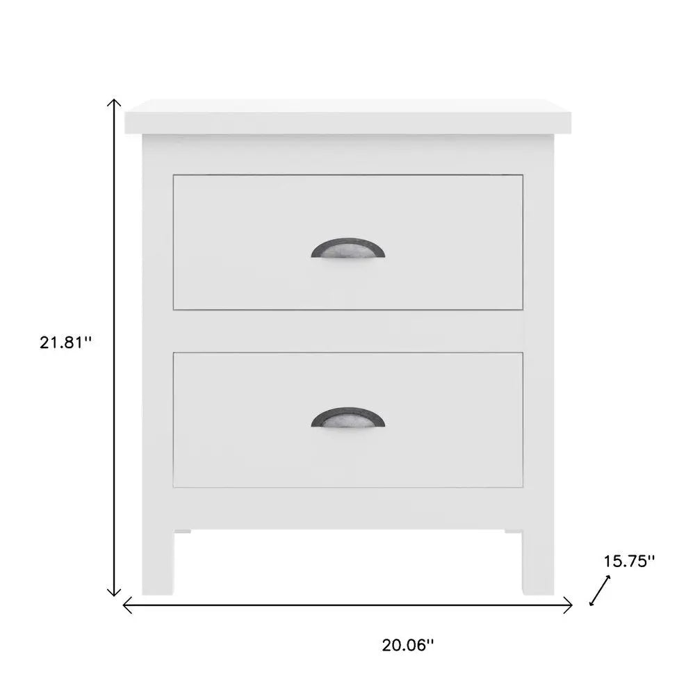 22" Solid Wood Two Drawer Nightstand HomeRoots