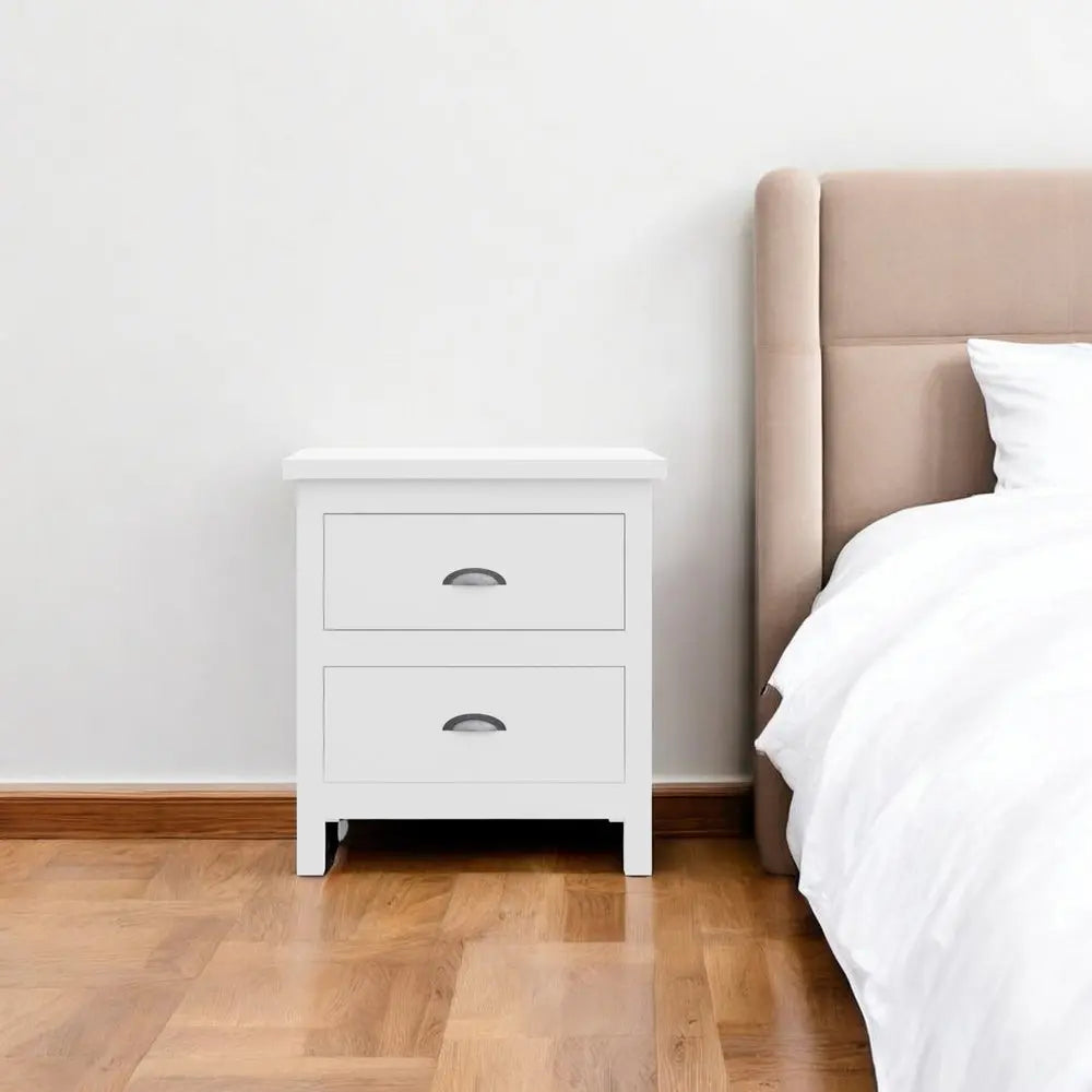 22" Solid Wood Two Drawer Nightstand HomeRoots