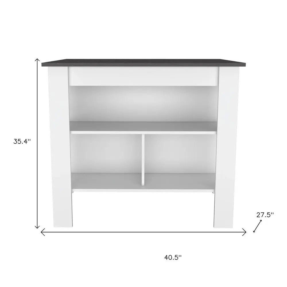 41" Dark Brown and White Wood Kitchen Island Set With Storage HomeRoots
