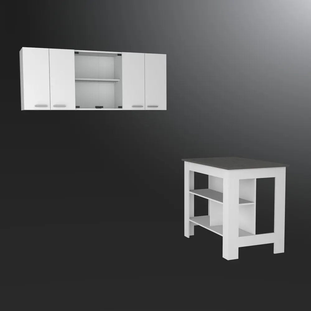 41" Gray and White Wood Kitchen Island Set With Storage HomeRoots