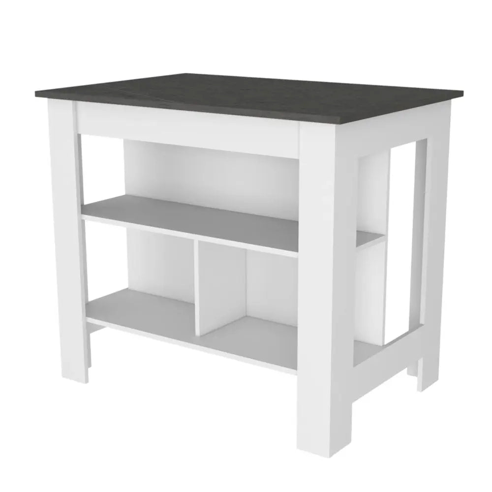 41" Gray and White Wood Kitchen Island Set With Storage HomeRoots