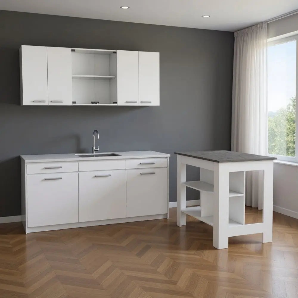 41" Gray and White Wood Kitchen Island Set With Storage HomeRoots