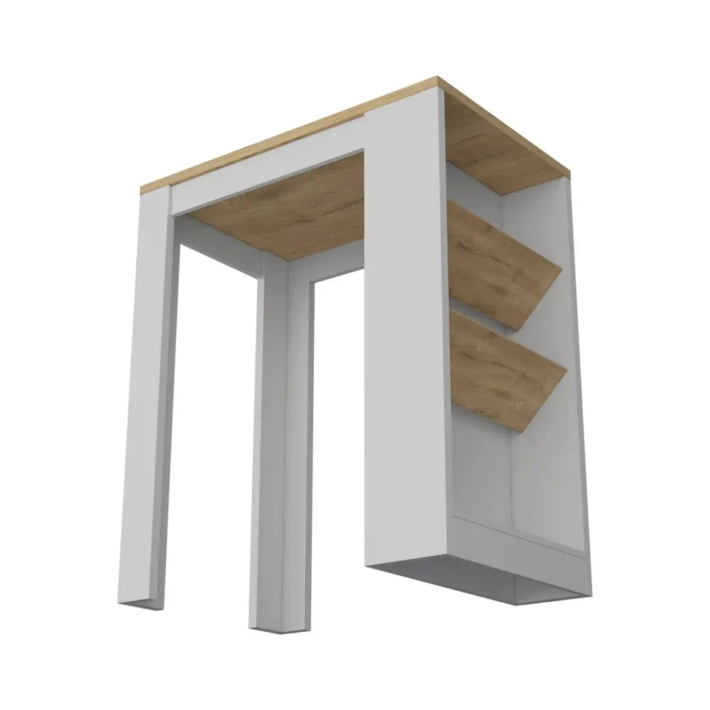 White And Natural 36" Kitchen Island With Storage HomeRoots