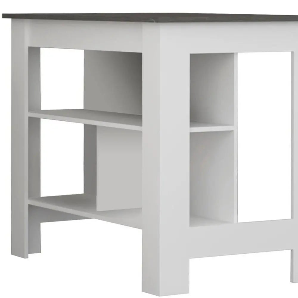 41" Dark Gray and White Wood Kitchen Island Set With Storage HomeRoots