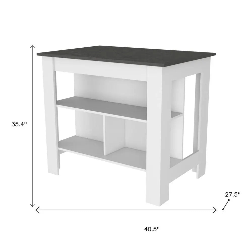 41" Dark Gray and White Wood Kitchen Island Set With Storage HomeRoots