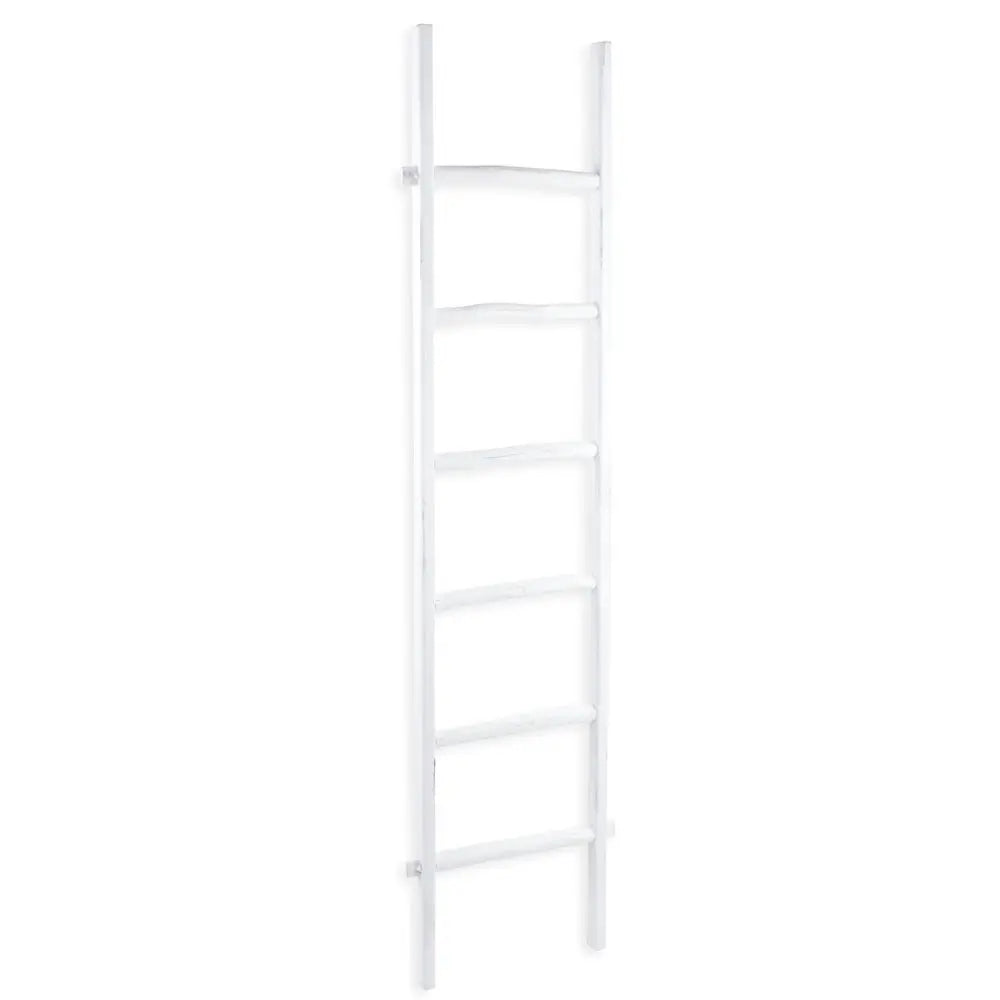 76" White Six Step Solid Wood Decorative Ladder HomeRoots