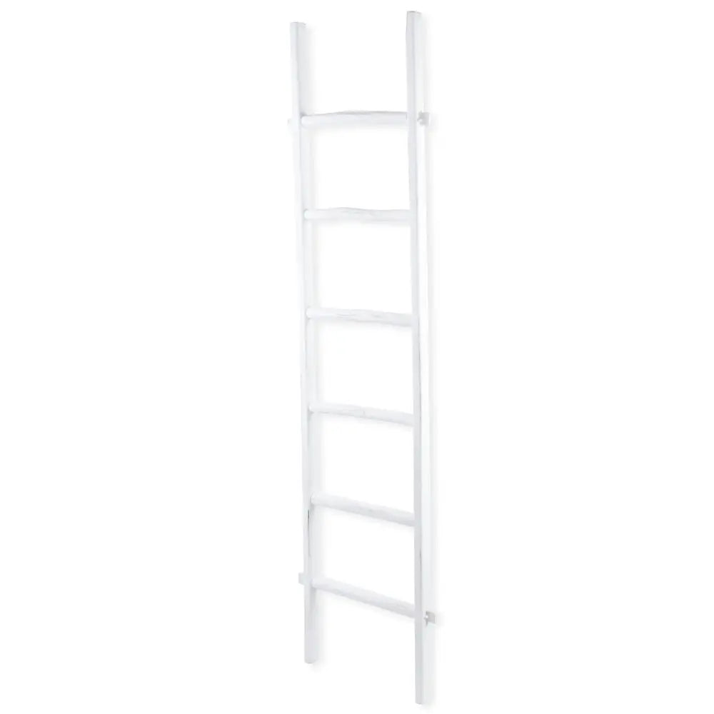 76" White Six Step Solid Wood Decorative Ladder HomeRoots