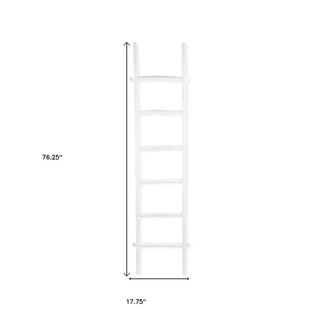 76" White Six Step Solid Wood Decorative Ladder HomeRoots