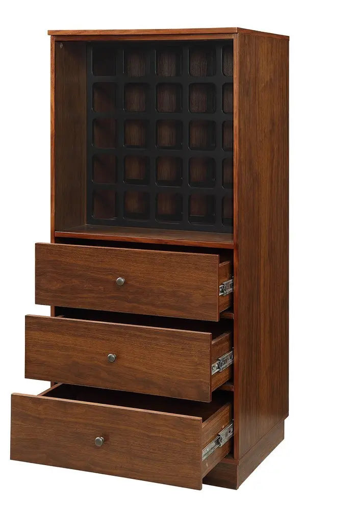52" Brown And Black Wood Bar Cabinet With Three Drawers - NOVA HOME FURNITURE