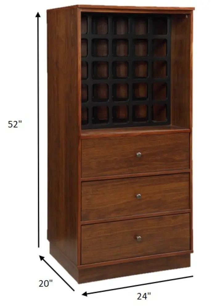 52" Brown And Black Wood Bar Cabinet With Three Drawers - NOVA HOME FURNITURE
