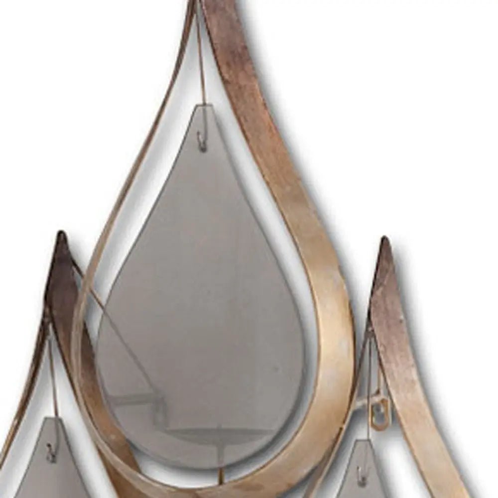 52" Gold And Gray Distressed Geometric Glass And Metal Wall Sconce Candle Holder HomeRoots