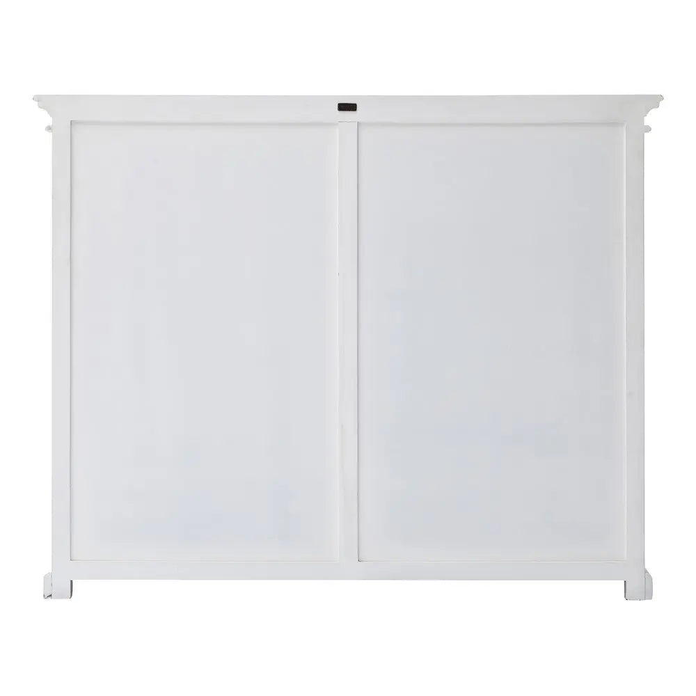52" White Wood and Glass Two Level Storage Cabinet - NOVA HOME FURNITURE