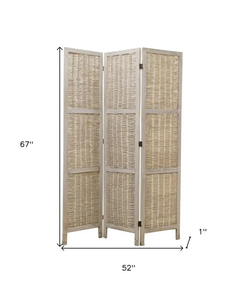 52 X 67 Beige Wood Screen - NOBLE HOME INTERIORS
