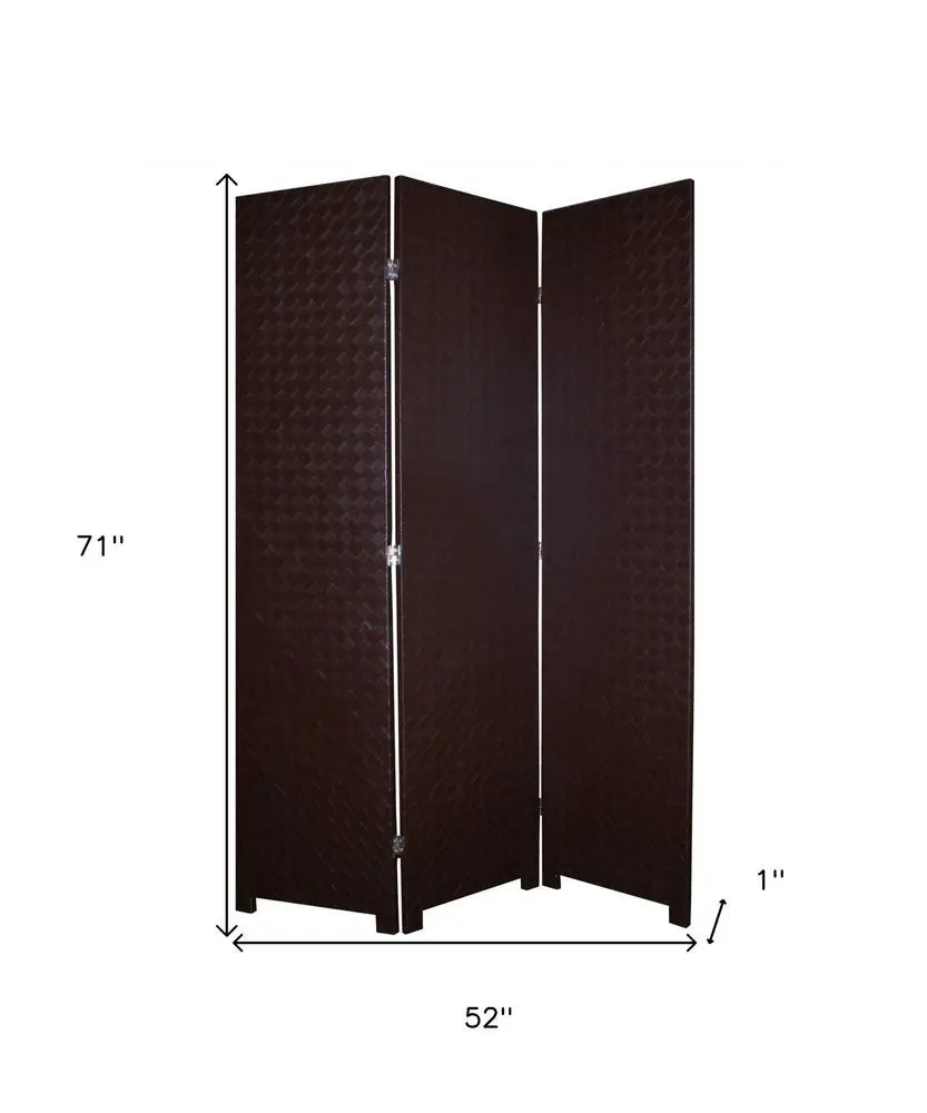 52 X 71 Brown Criss Cross Faux Leather Screen - NOBLE HOME INTERIORS