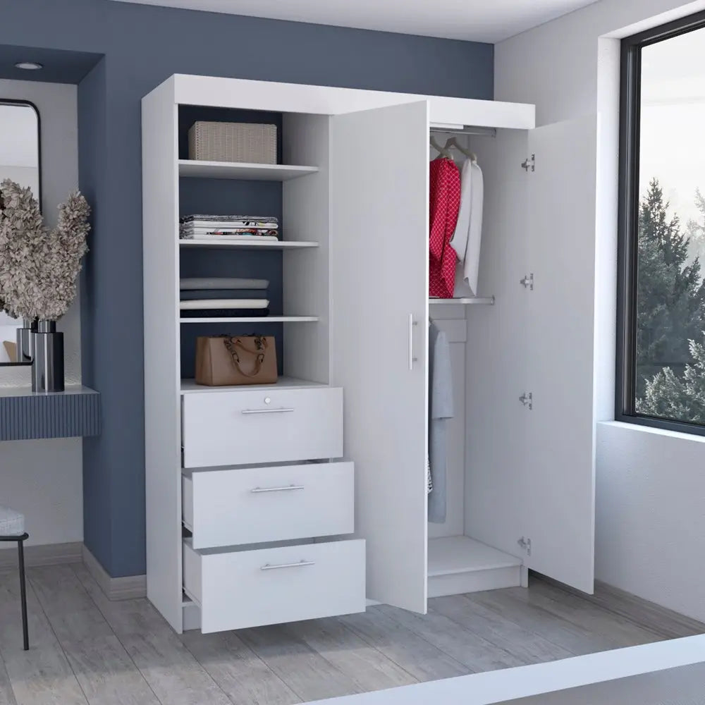 79" White Wood Two Door Three Drawer Combo Dresser HomeRoots