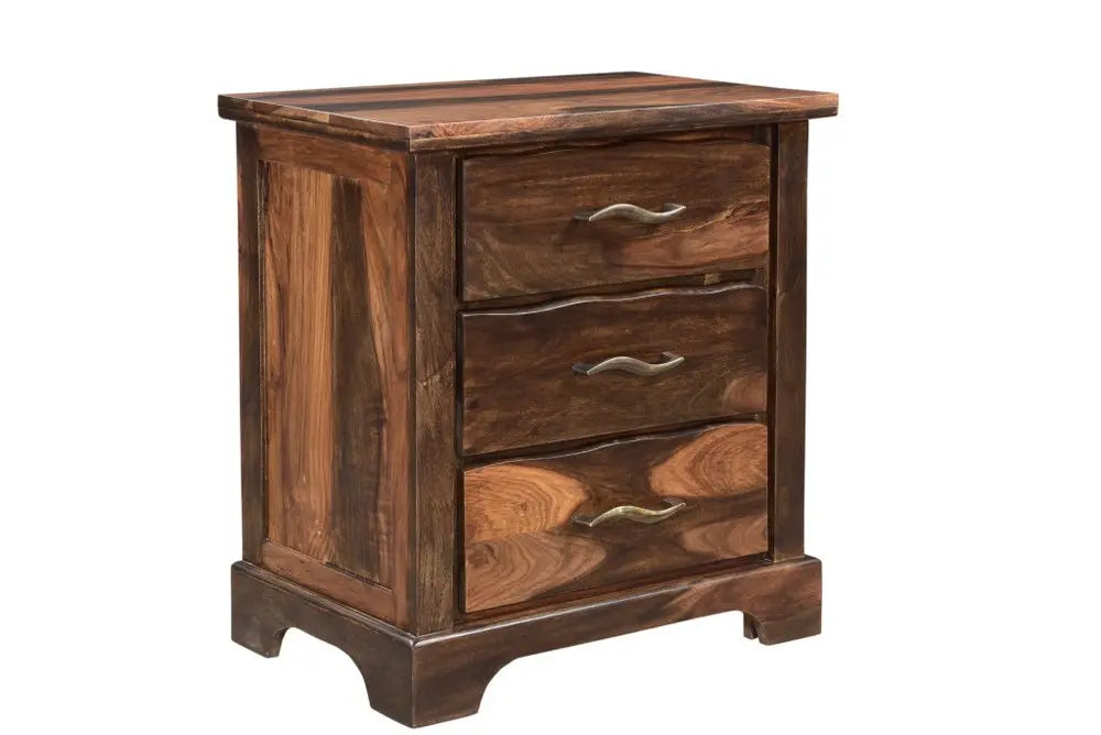 27" Dark Brown Solid Wood Three Drawer Nightstand HomeRoots