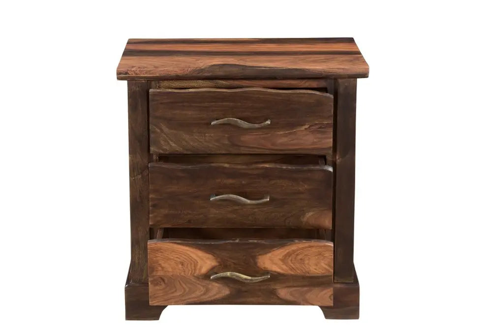 27" Dark Brown Solid Wood Three Drawer Nightstand HomeRoots