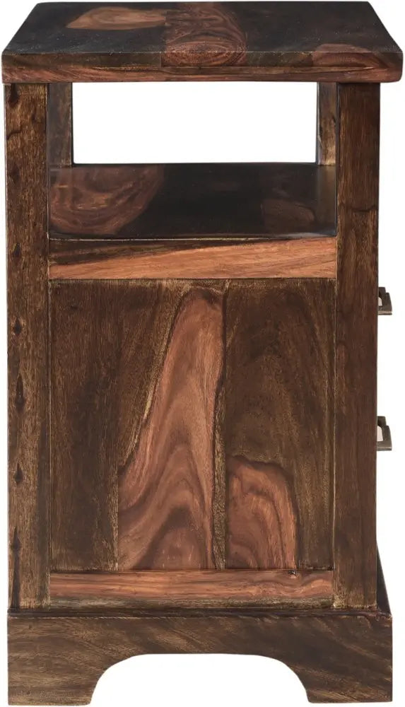 27" Dark Brown Solid Wood Two Drawer Nightstand HomeRoots