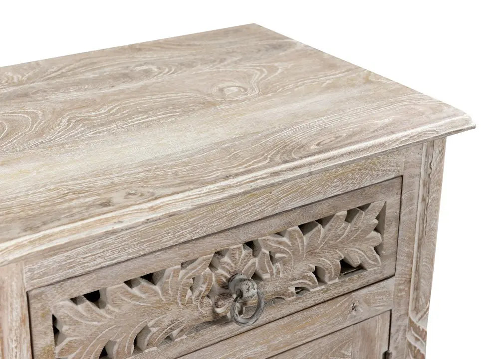 30" White Solid Wood Distressed One Drawer Nightstand HomeRoots